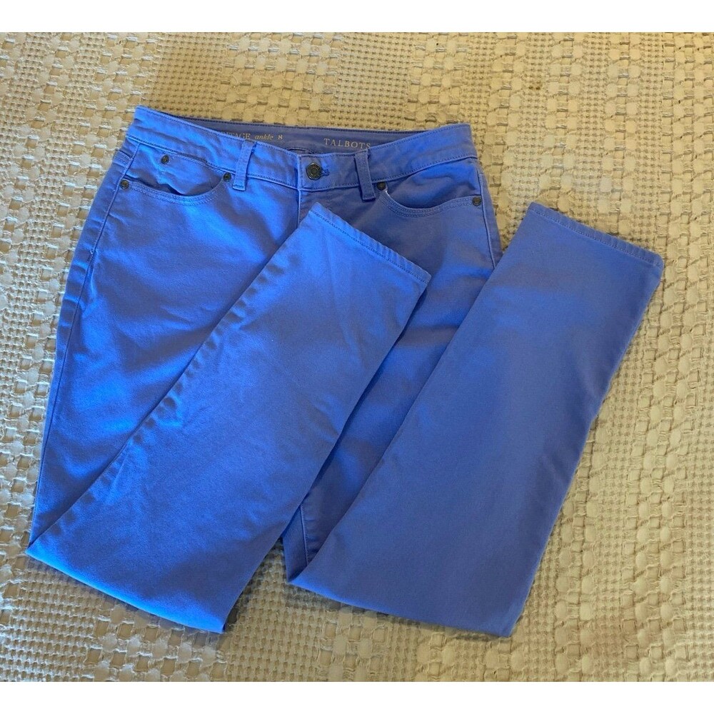 Talbots Heritage Ankle Cropped Jeans Size 8 Periwinkle‎ Purple + Stretch Pockets